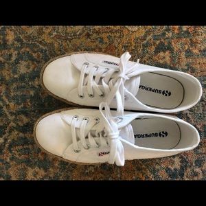 Superga platform white sneakers